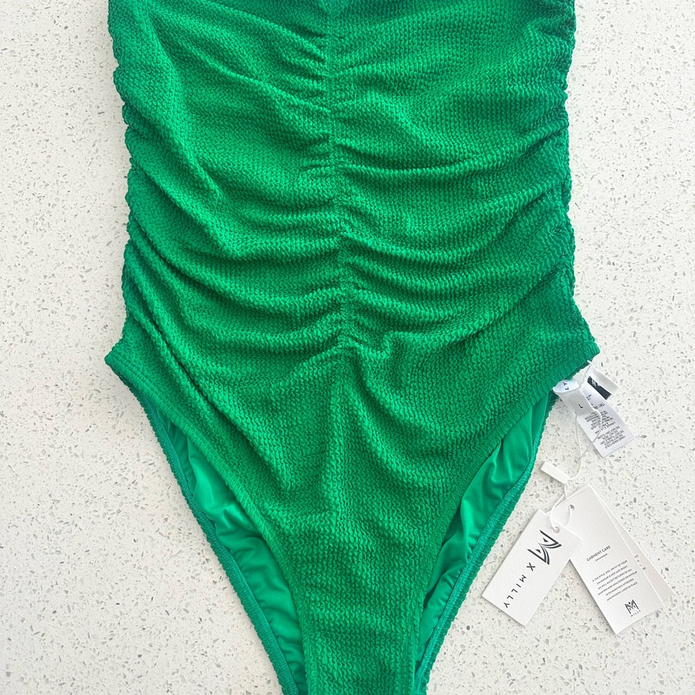 NWT Milly Green Ruched One Piece Swimsuit